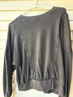 LOFT Washed Charcoal Gray Pullover Sweatshirt